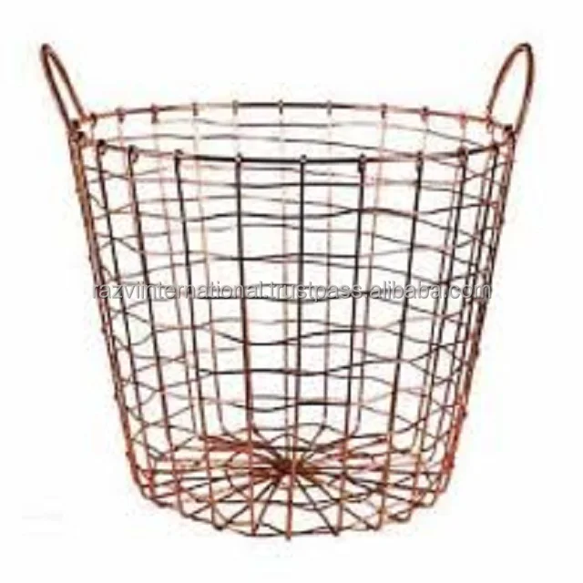 Folding XXL Metal & Iron Clothes Basket with Jute Sustainable and Colorful for Beverage Storage Boxed Electroplated Wire