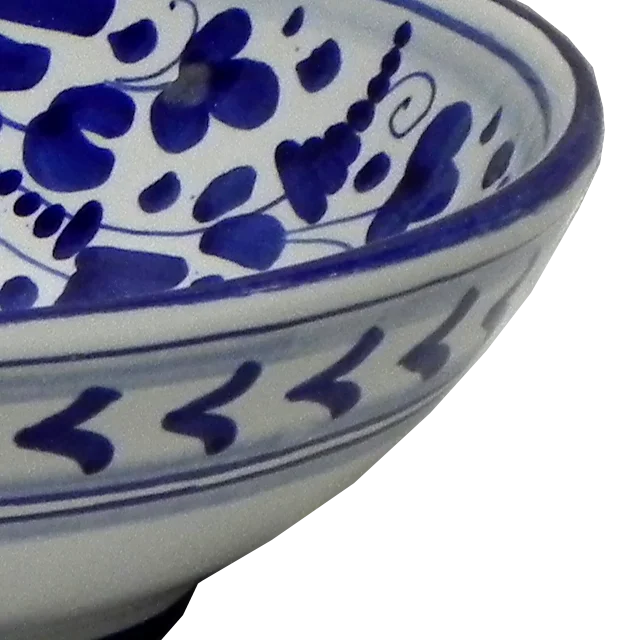 20CM / 7.8IN CERAMIC ROUND BOWL WITH BLU BIRD DESIGN HANDMADE IN ITALY