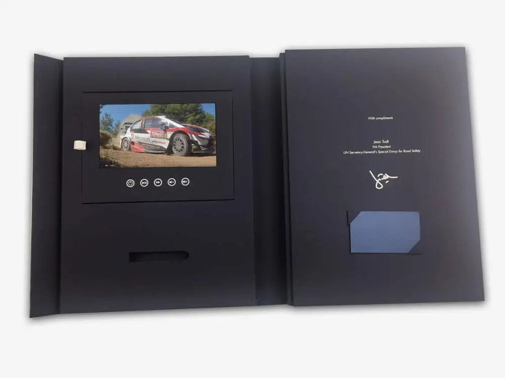 Latest 4.3 inches LCD Screen Video Player Brochure with Pocket, Buttons or USB Key for Promotional LCD TV BROCHURE CARD