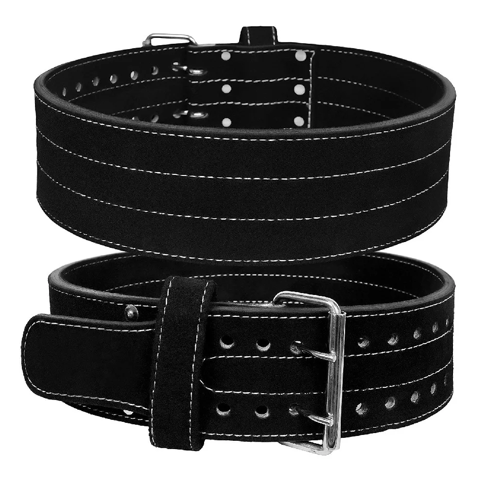 Power Lifting Belt Suede Leather Double Prong Power Belt Gym Bodybuilding 4 Inches 10 MM Thick Weight Lifting Weightlifting
