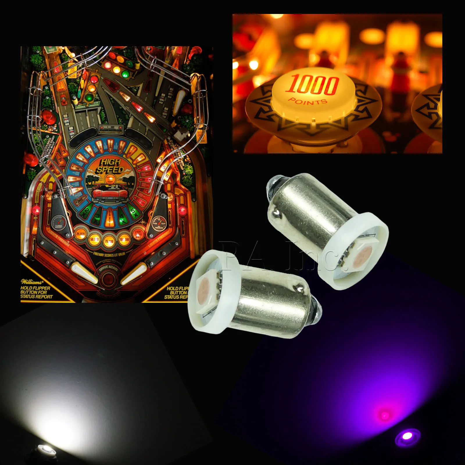 PA Pinball LED Light Bulb 1SMD 5050 BA9S #44 #47 BAX9S 6.3v AC/DC Small Wedge Entertainment Use For Pinball Machine