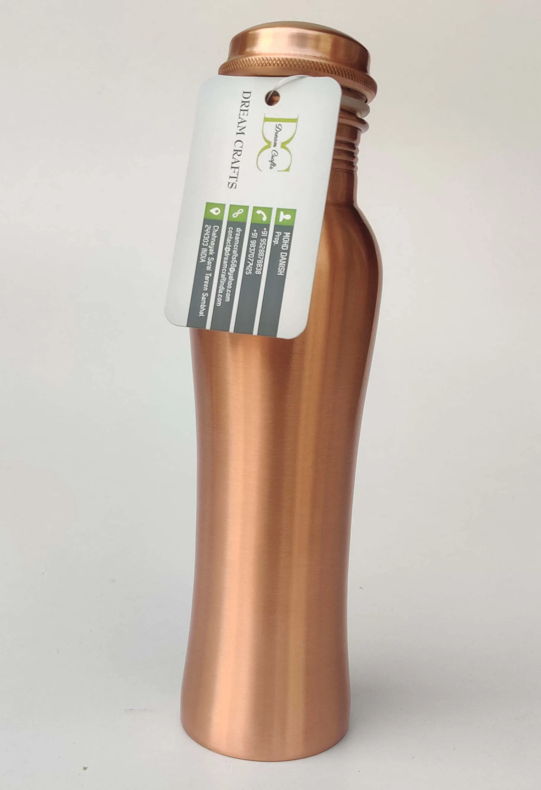 New Design 32oz Sports Curved Copper Water Bottle Matte Finished Joint Less Leak Proof  Vessel Healthy Metal Flask