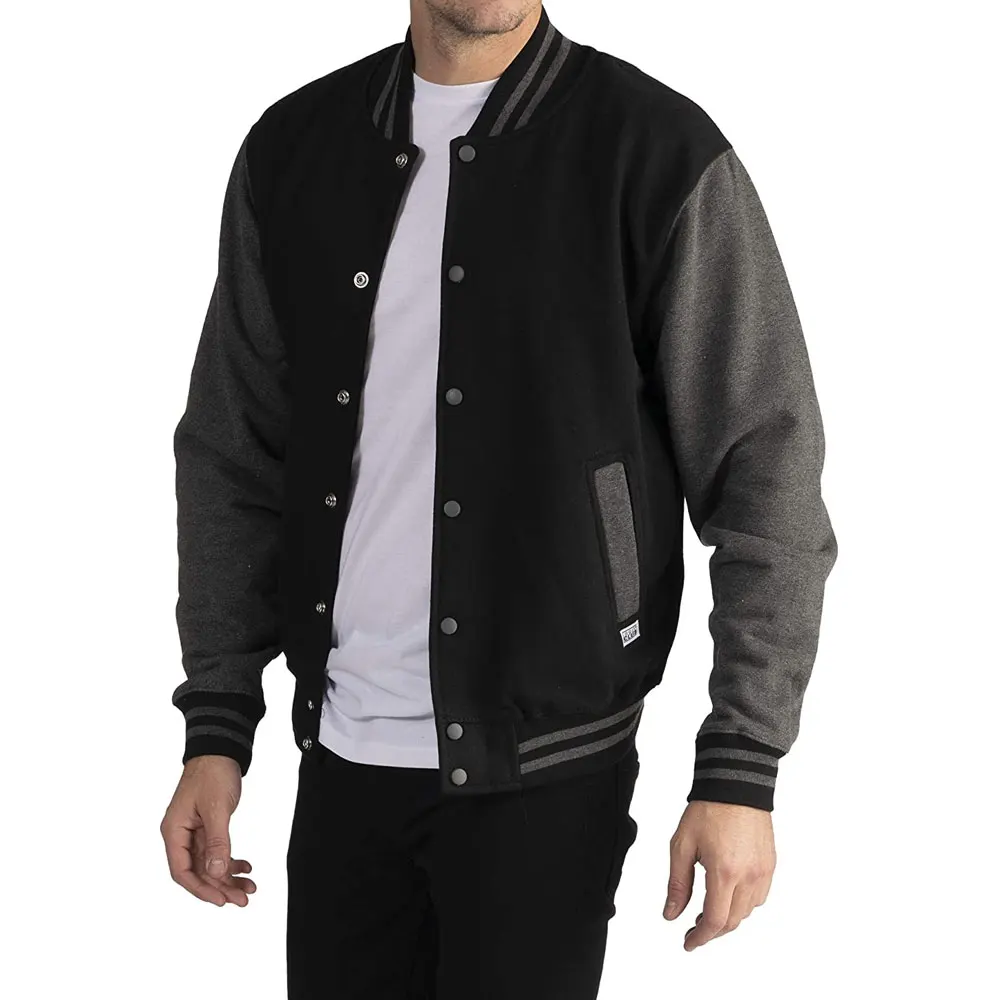 
Custom made varsity jacket /white leather sleeve black wool body varsity jacket Letterman 