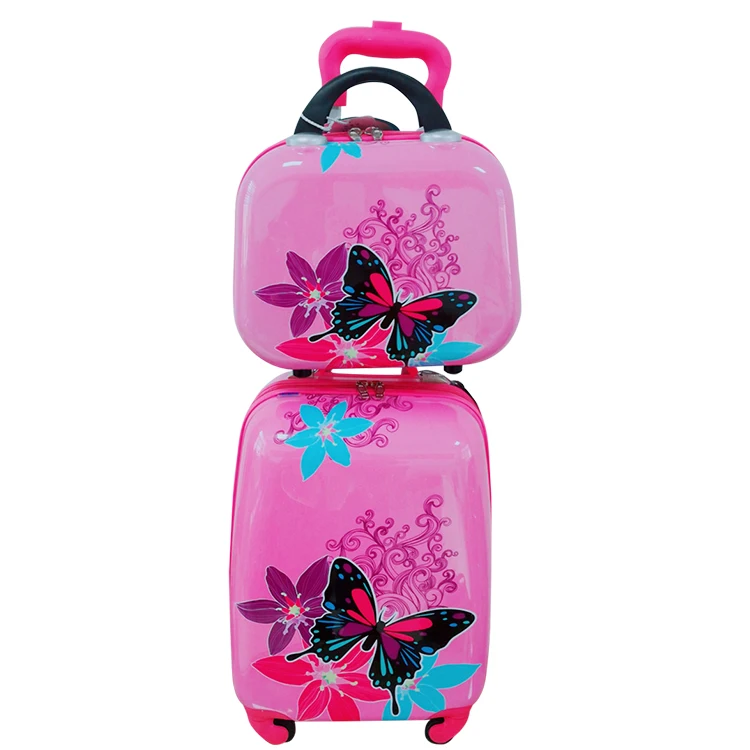 Children School Luggage 14 16 inch ABS PC Trolley Bags Kids Cute All Print Wheeled Backpack Suitcase