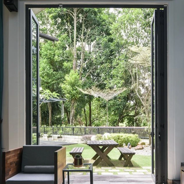 Optima Window Double Tempered Glass Aluminum Folding Door For New Model House Windows And Doors