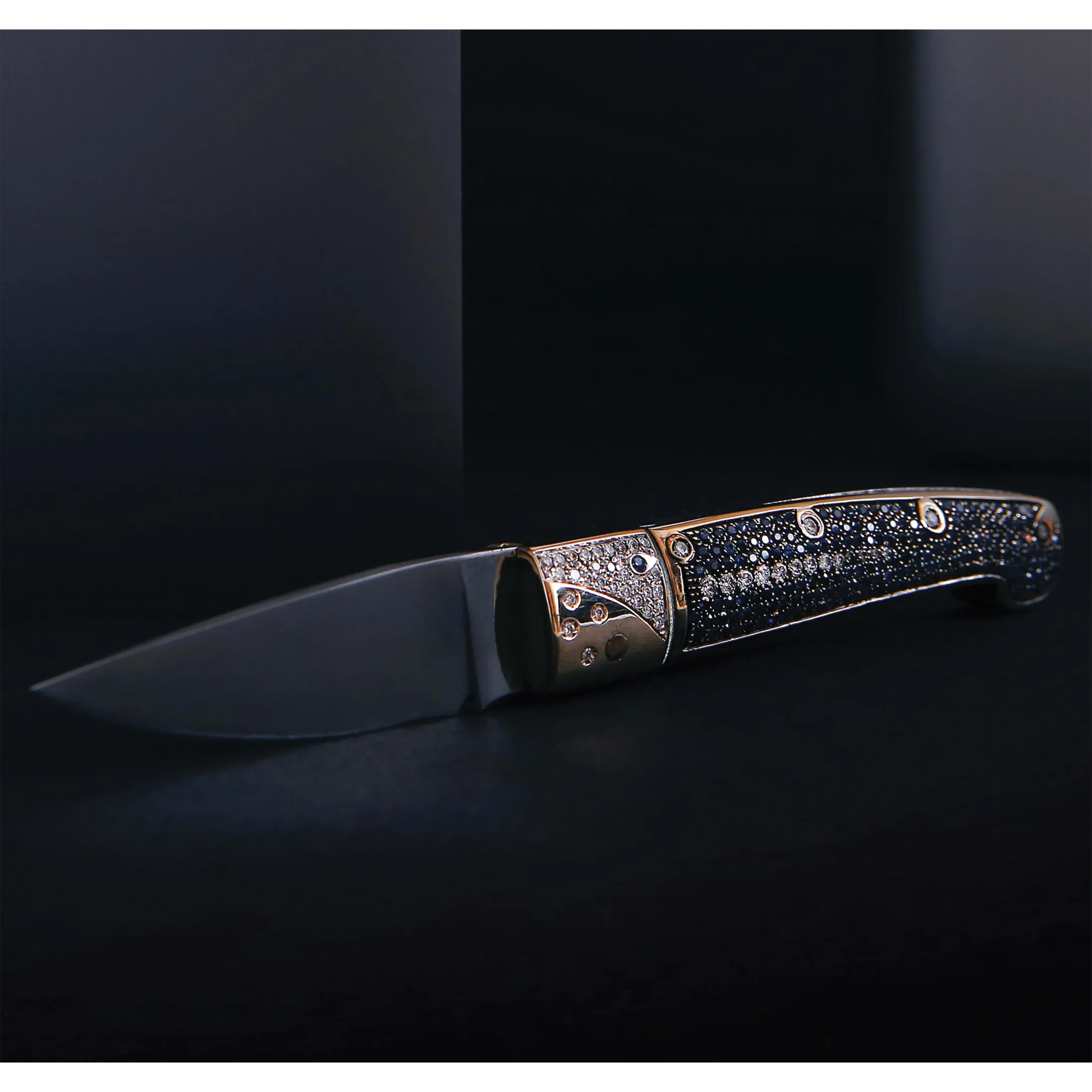 Blue sky - Luxury folding knife with sapphires and diamonds - Luxury jewel knife business gift for collection or paper knife
