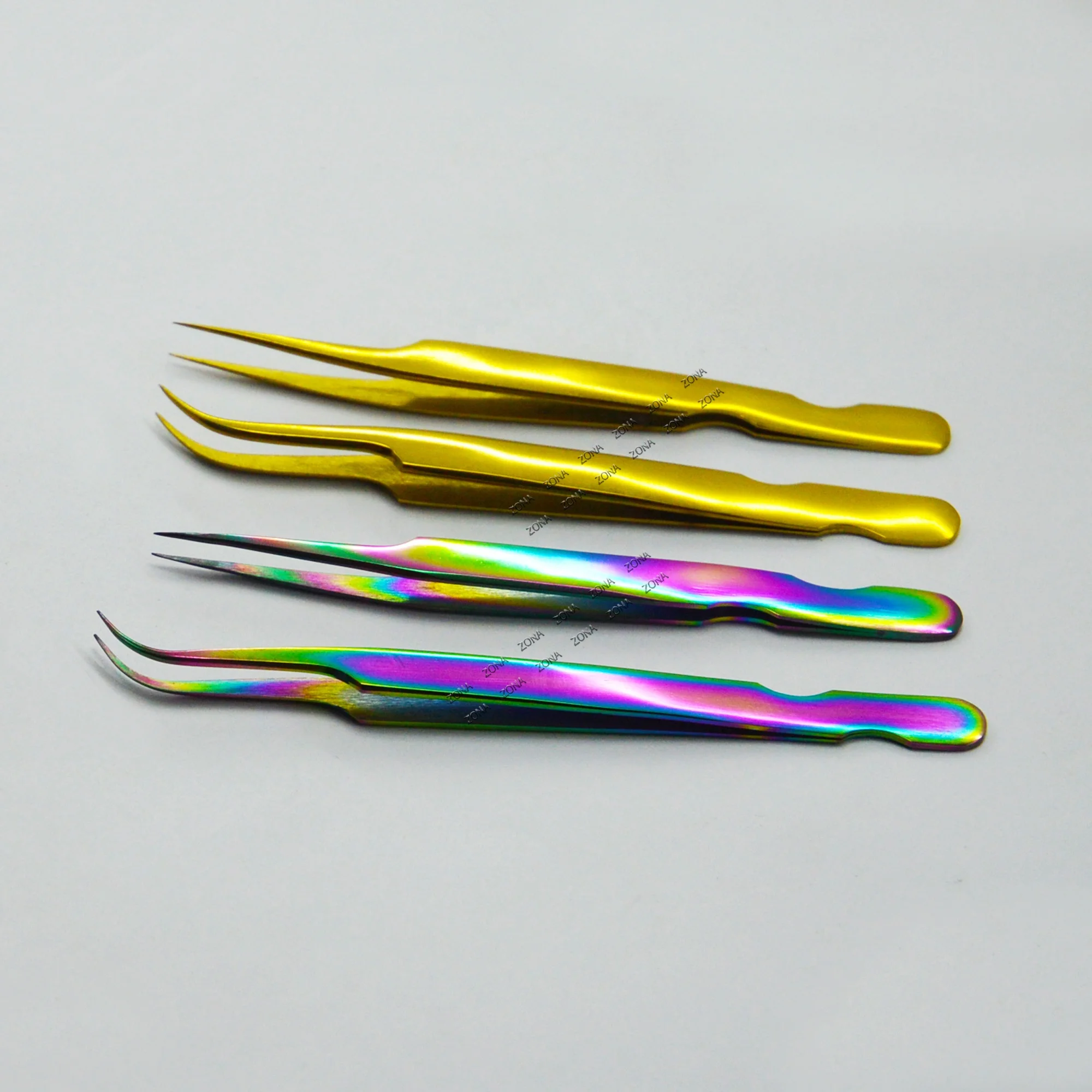 Rainbow Coated Stainless Steel is the Perfect Material for Eyelash Extension Tweezers L Type Extremely Share Eyelash Tweezers