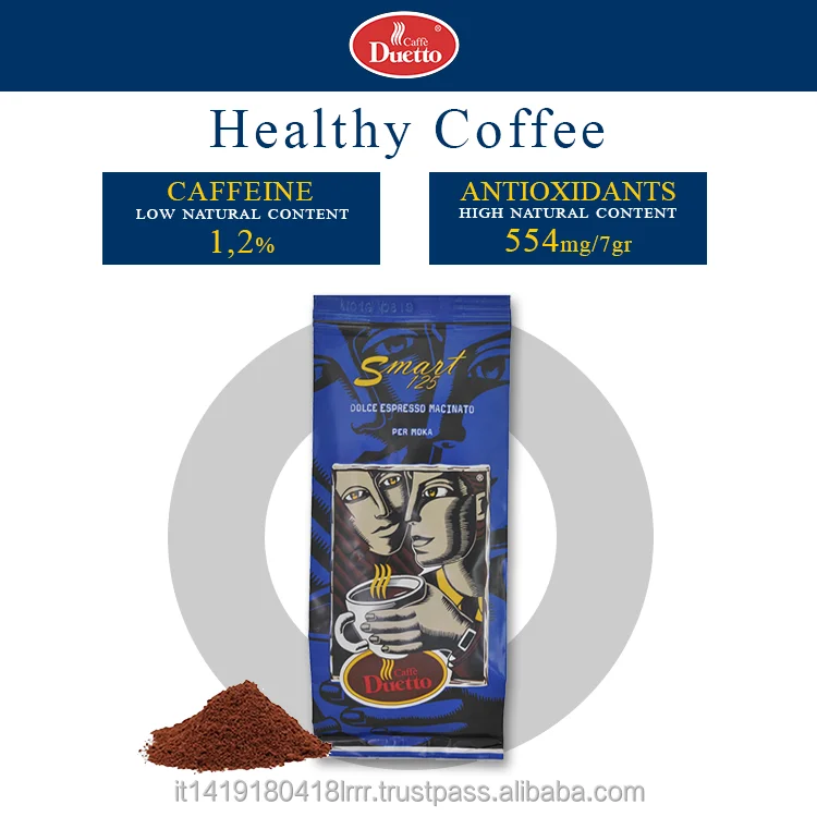 Итальянский кофе эспрессо 100% Арабика 125gr. Duetto, молотый кофе, мягкий кофе: антиоксиданты, легкое Обжарка