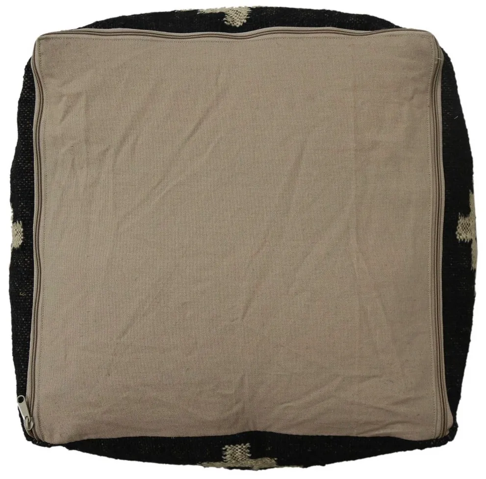 Indian Kilim Ottoman Pouf Cover Jute Wool Floor Cushion Case Wholesale Pouffe Cover Handwoven Sitting Pouf Cover