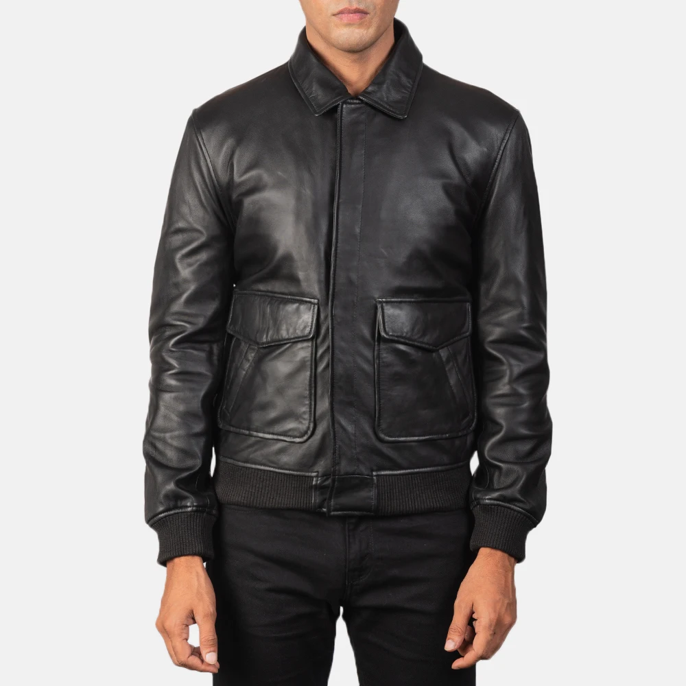 Coffmen Black Leather Bomber Jacket made by Genuine Cowhide for mens  women kids sheep Leather jacket cow leather jacket Goat