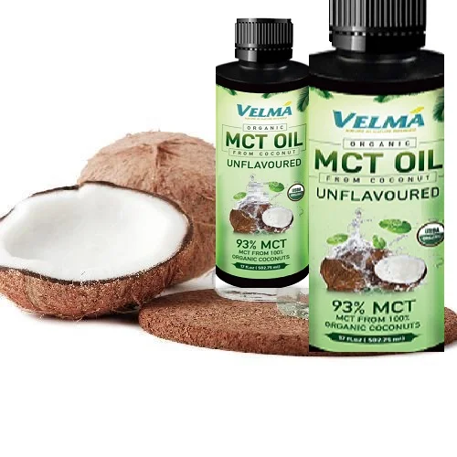 PURE MCT OIL obtained from fresh coconut base by cold pressed method extraction used for weight loss,fitness