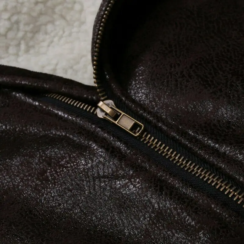  Зимняя мужская куртка из искусственной кожи Байкерская кашемировая подкладка приталенный крой уличный повседневный дизайн