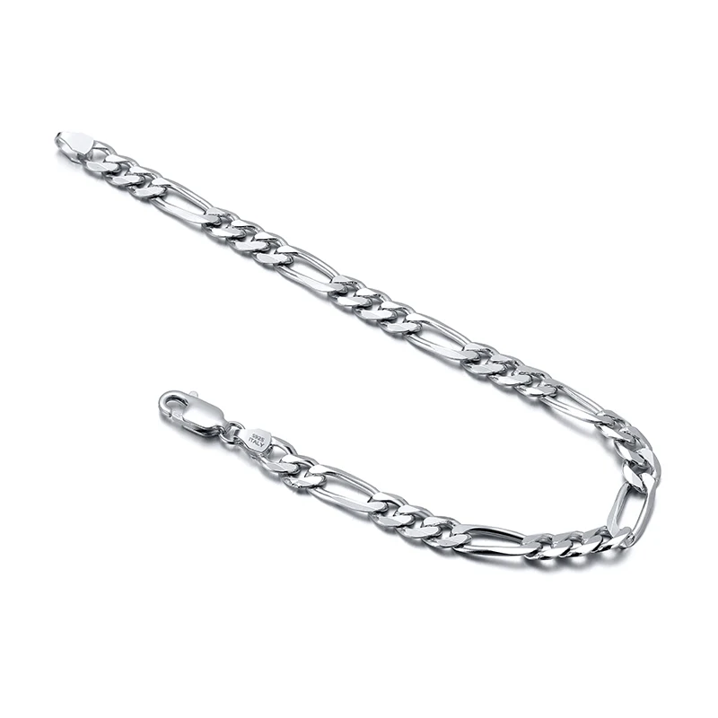 
RINNTIN SB66 Fashion 2020 Jewelry 925 Sterling Silver 5.0mm Diamond-Cut Figaro Chain Bracelet for Women Men 