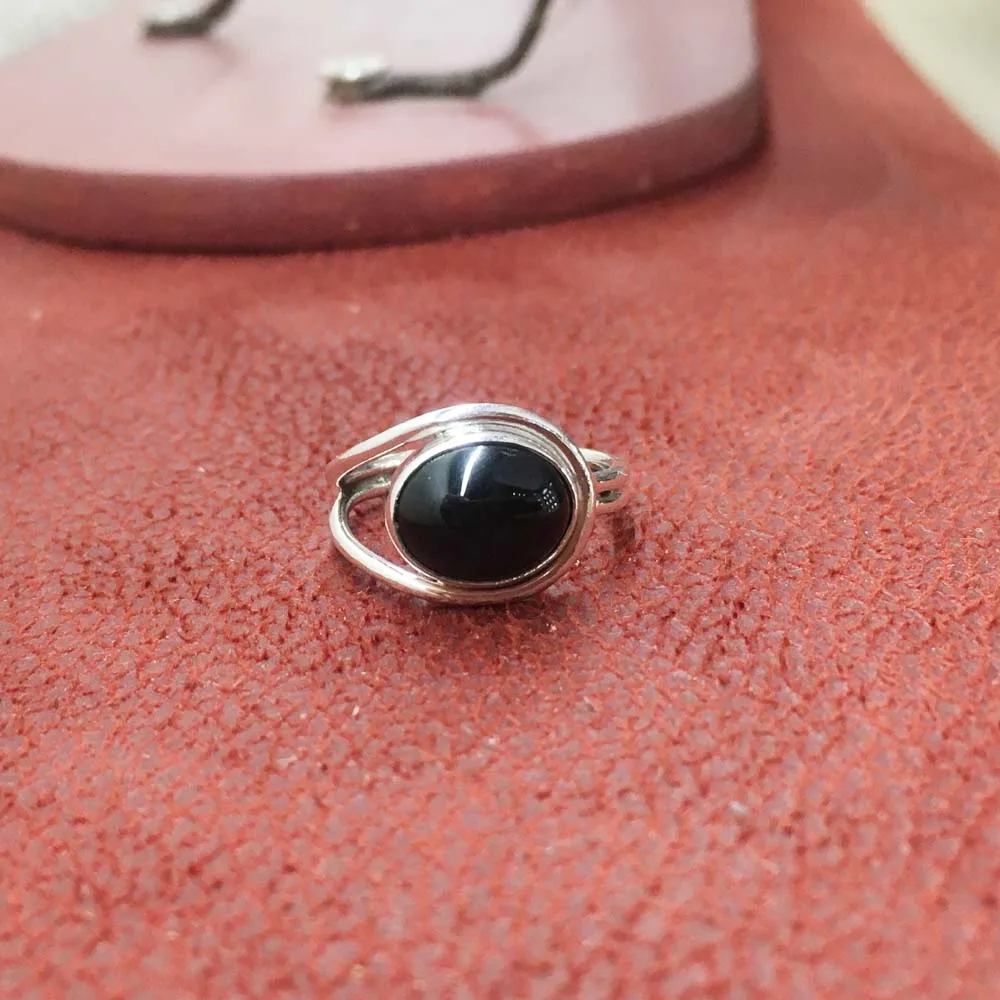 Hot Selling Natural Black Onyx Gemstone Ring Real Pure 925 Sterling Silver Top Quality Wholesale Price Handmade Unisex Cute Ring