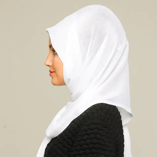 Женский однотонный кашемировый хиджаб белый шарф из пашмины мусульманский аксессуар для