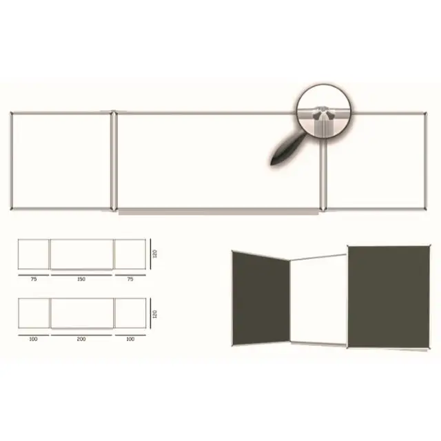  Складная белая доска сухая стираемая алюминиевая рамка ламинат зеленая