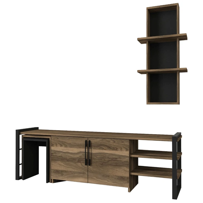 Exclusive Epica Zigon New Modern Design Wood Tv Stand Furniture Walnut Black Melamine Particle Board