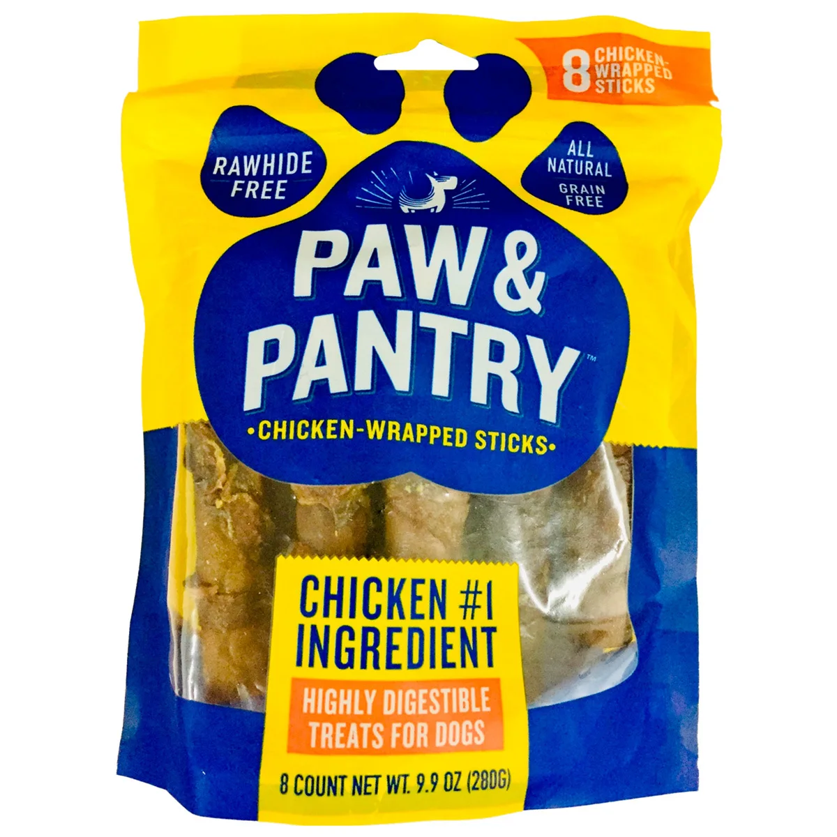 Rawhide Free Chicken And Peas Based Paste 8 Pieces Wrapped Stick All-Natural Zero Grain All Real Delicious Dog Snack High