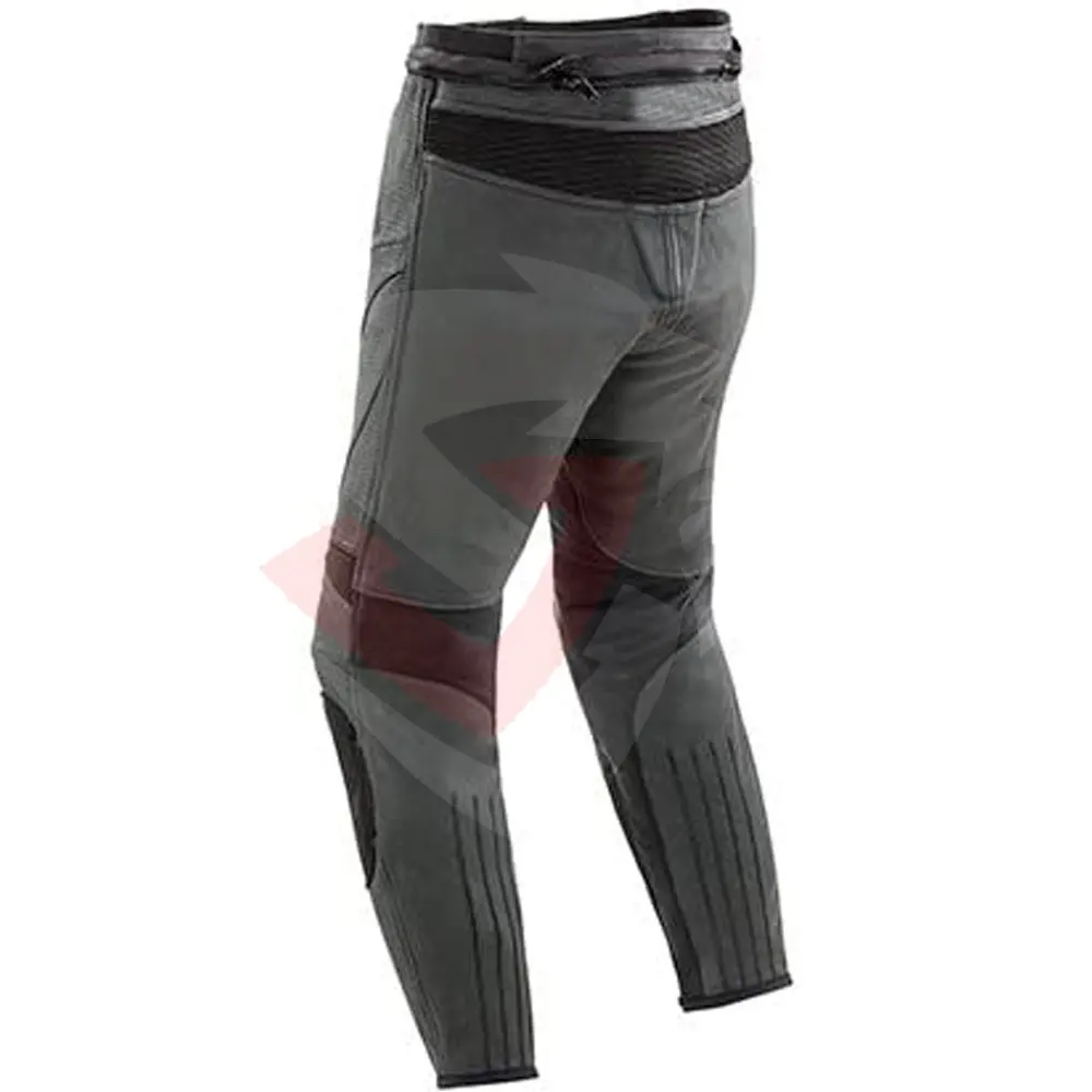 Mens Black Leather Motorcycle Pant Padded Trouser Motorbike Pant Padded Biker Racing Armor Pants