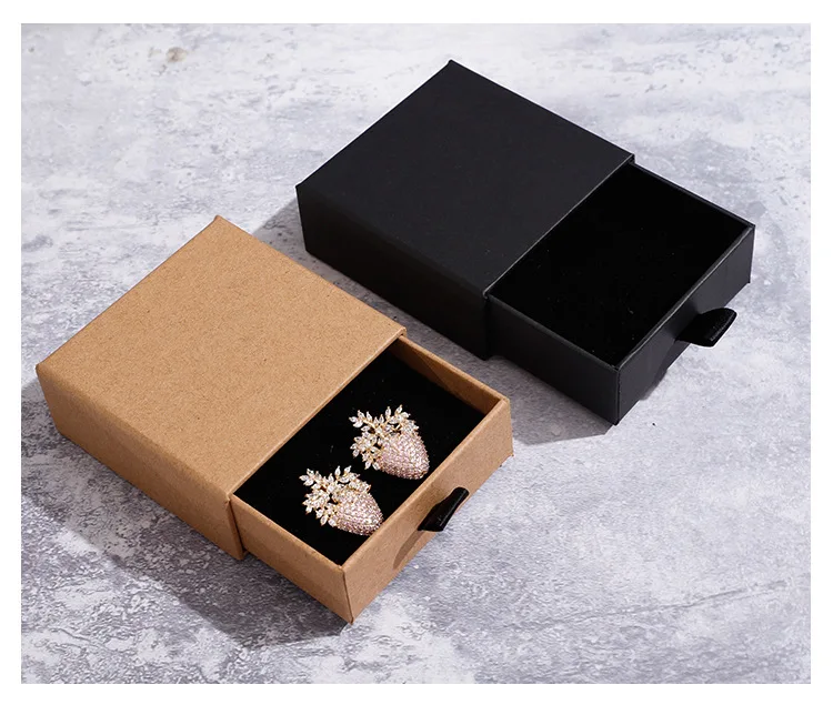 Factory low price wholesale jewelry box set can be customized jewelry box LOGO, luxury drawer black jewelry box