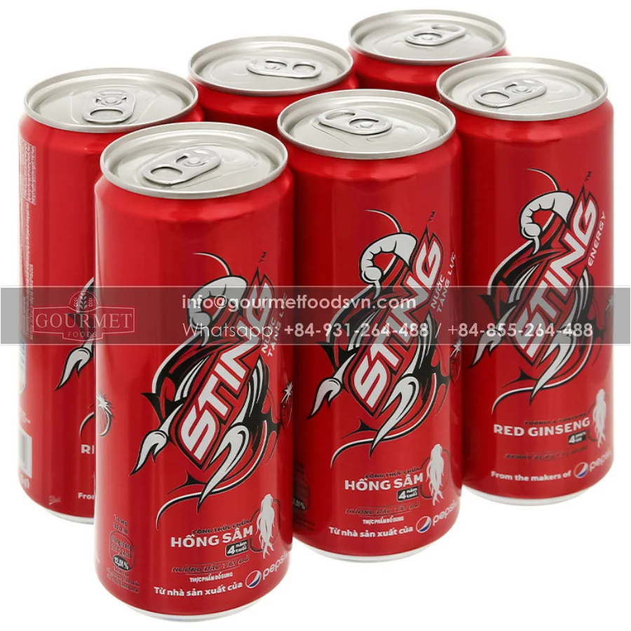 Энергетический напиток с клубникой 320 мл банки безалкогольные напитки основной ингредиент женьшень сладкий вкус объемная упаковка сертифицированная халяль