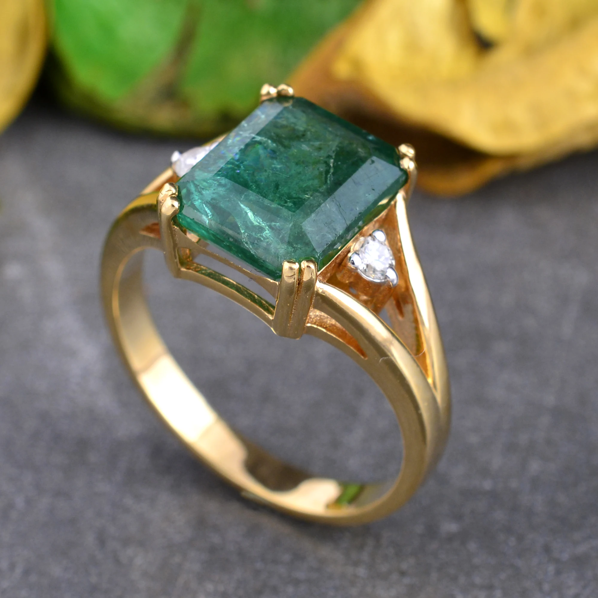 
 Изумруд камень кольцо 18k чистого золота кольцо оптовая продажа ювелирные изделия с бриллиантами Сделано в Китае  