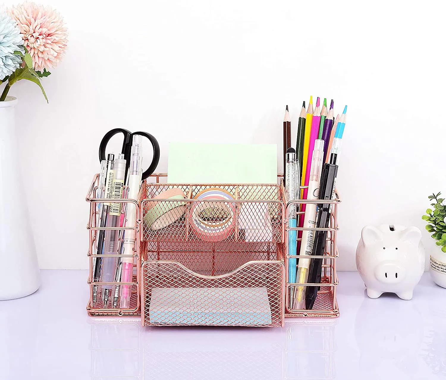 Настольные органайзеры и аксессуары цвета розового золота настольный органайзер домашний офисный Органайзер Caddy милые офисные принадлежности стол A