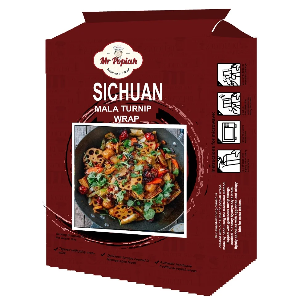 Tasty Spicy Sweet Microwavable Wraps Frozen Customized Food Eat Flavors With 18 months Shelf Life made in Singapore