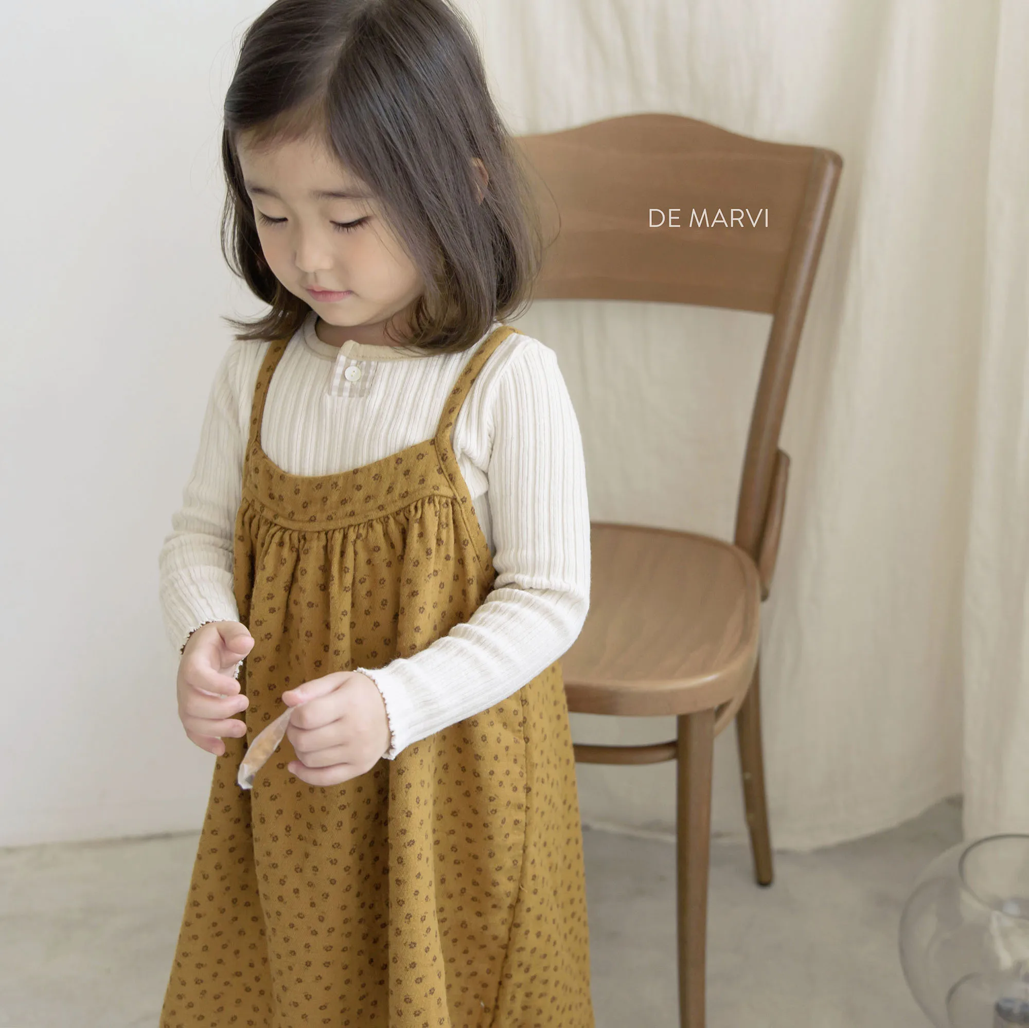 DE MARVI Kids Toddler Sleeveless Flower pattern Dress Girls Layered Dresses Fashion Clothing OEM Wholesale MADE IN KOREA