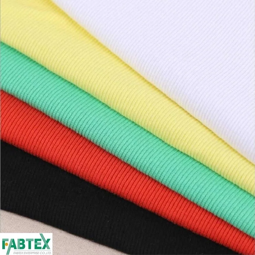 
CVC Stretch Rib Fabric 2X2 custom rib knit fabric for leisure wear #DRZL-40170 