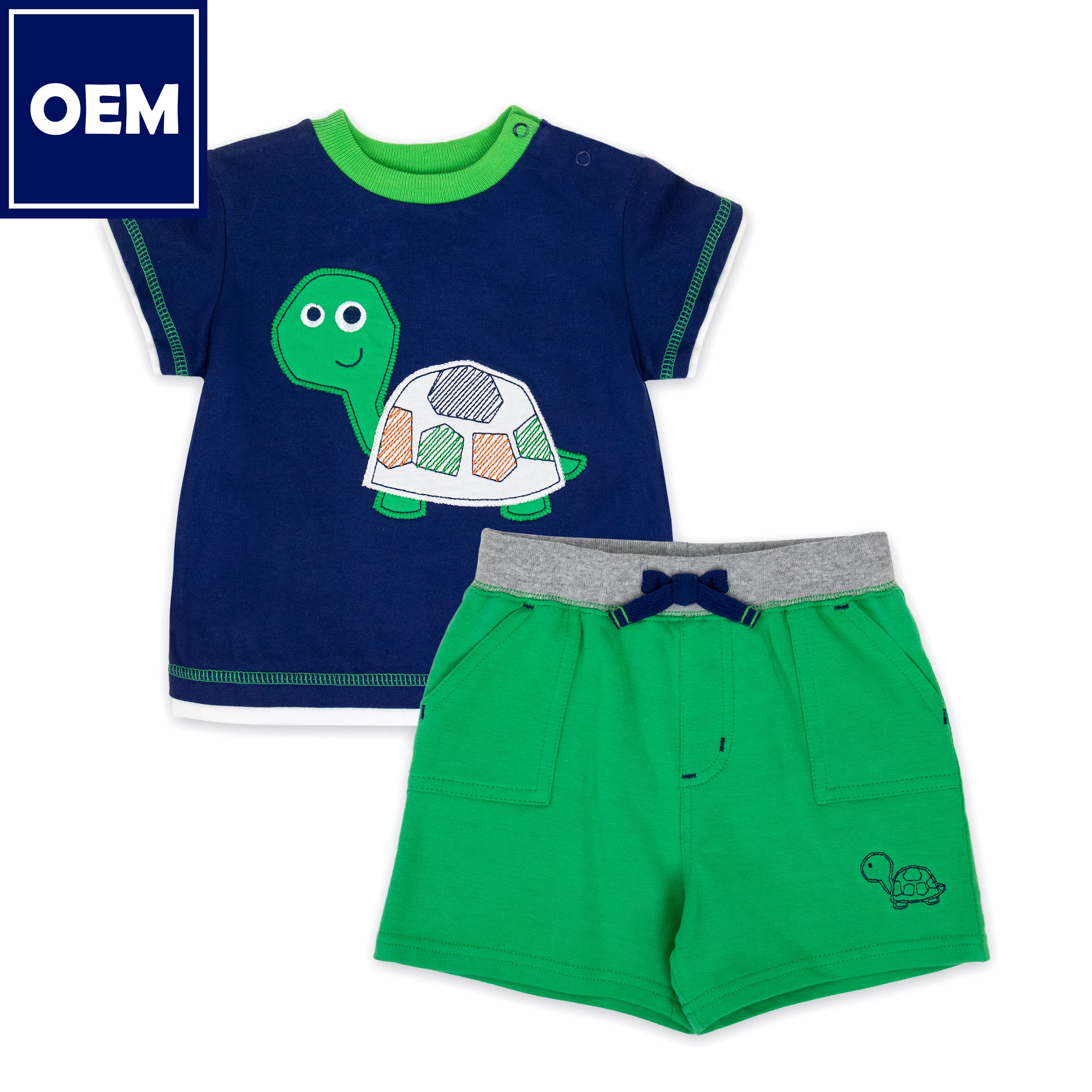 Baby Boy Clothes Set Toddler Walmart Approved Custom OEM Organic Cotton Tshirt Outfit Cartoon