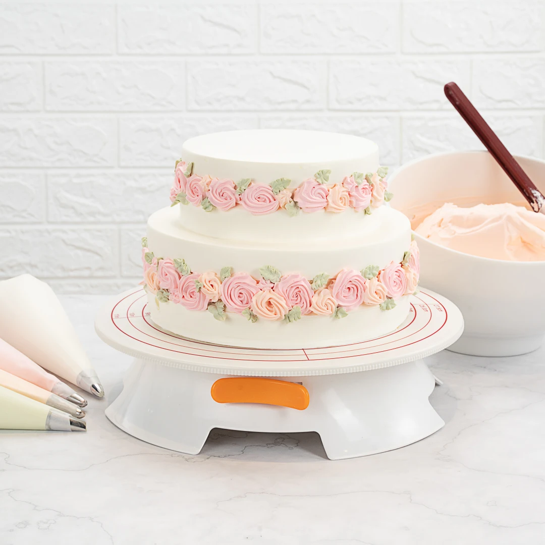 Круглая вращающаяся пластиковая подставка для торта/поворотный стол-с нескользящей основой набор силиконовых кондитерских мешков-12 дюймов-1 шт