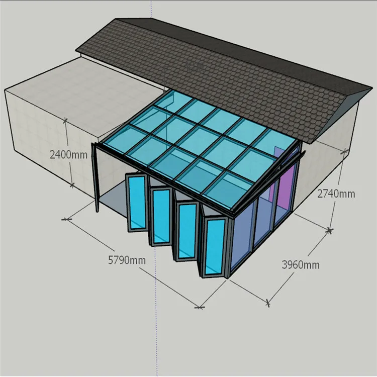 New High Profile Automatically Sunroom Slant Tempered Glass Sunroom Outdoor Glass Room For Garden House Sunroom Glass Door