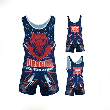 Wrestling Singlet 83 ADULT Wrestling Uniform Singlet, 100% Double Knit Polyester / Spandex USA Star Design