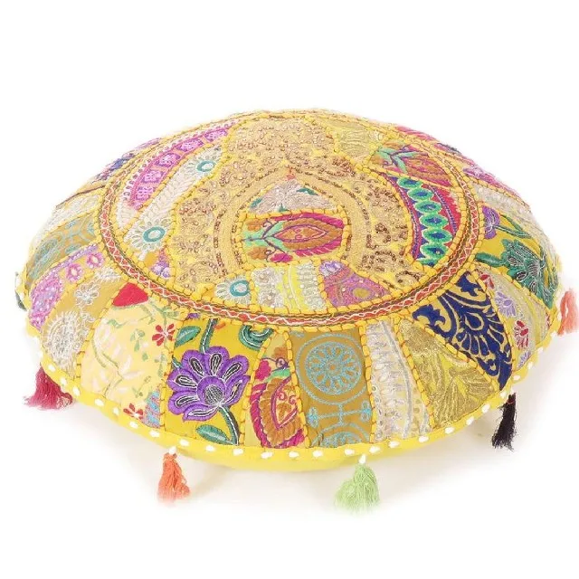 18x18 дюймов круглая напольная Подушка оптовая продажа Лоскутная хлопковая подушка чехол для сиденья большая накидка ручной работы в стиле хиппи оттоманка