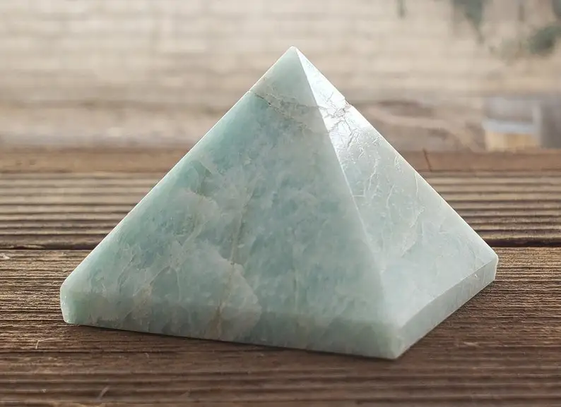 natural amazonite  crystal pyramid for  home decor and medication  healing crystal pyramid