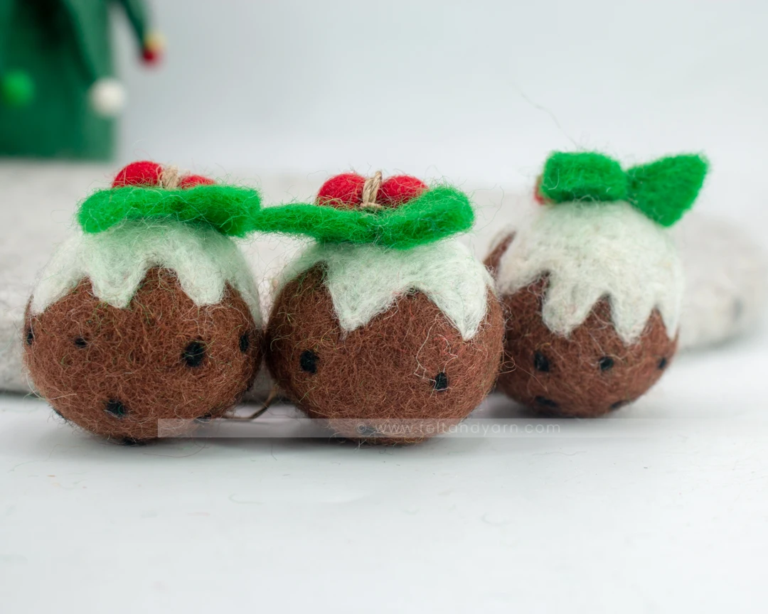 Christmas Pudding 2 Hot Selling New Design-2019 Wool Felted Purely Hand-felted Product by Nepalese Artisan Eco-friendly NZ Wool