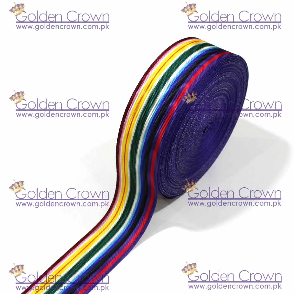 Радужная муаровая полосатая корсажная лента | Поставщик масонской ленты