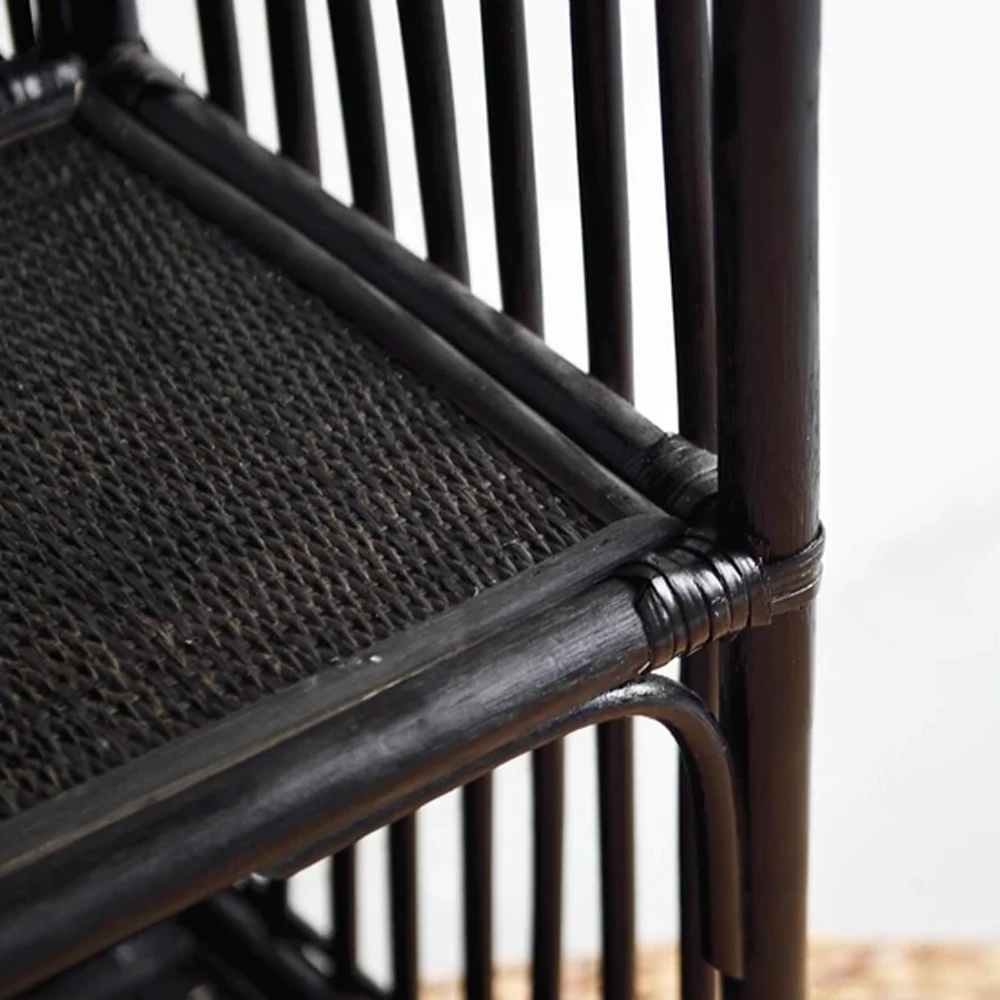  Уникальный Низкий ротанговый черный бунгало книжная полка стенд пол 2 полки с тесьмой во Вьетнаме оптовая продажа