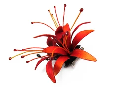 Wholesale Special Design Flower Embroidery Accessories Red Spider Lily Brooch - Hairclip