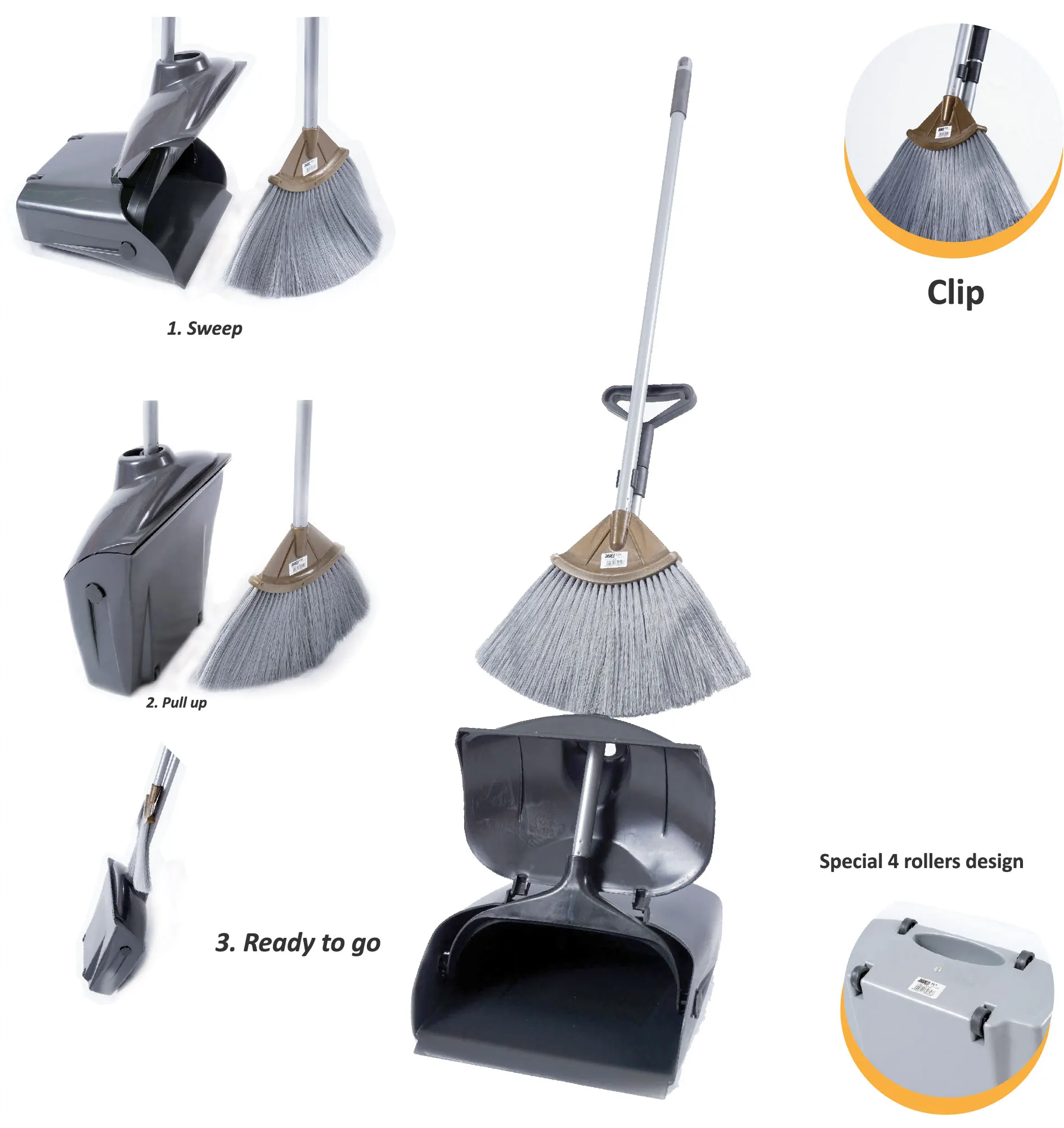 Набор пылесборников 2021 горячая Распродажа бытовая уборка пластиковый материал длинная ручка лобби пылесборник с набором метл 8303A
