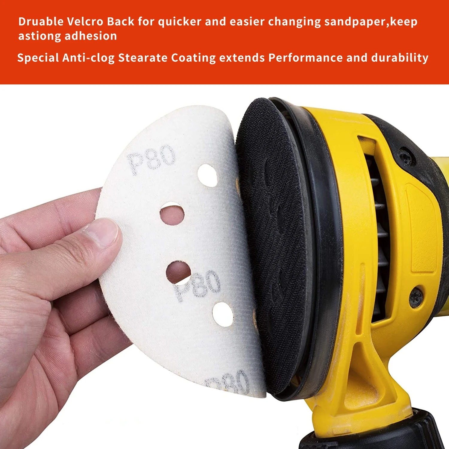 China manufacture 5inch(125mm) with 5 dust holes platinum white   hook&loop sanding disc-  konaflex- branded