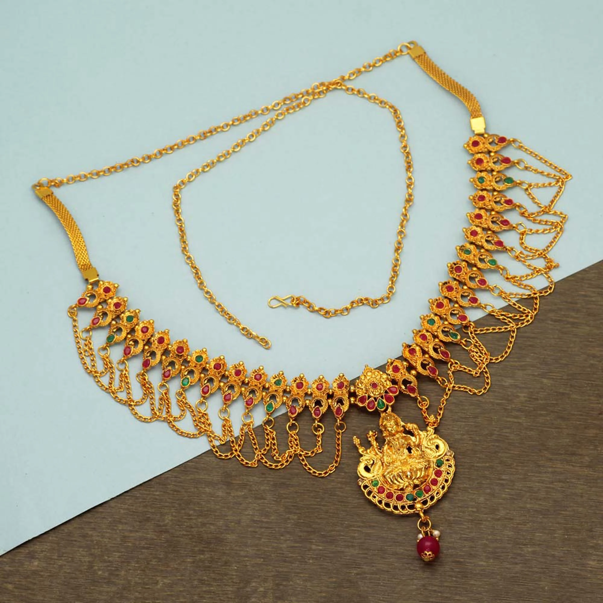 Indian Jewelry Beautiful Design  Maroon & Green Color Glass Stone Juda Pin, Hair Jewelry