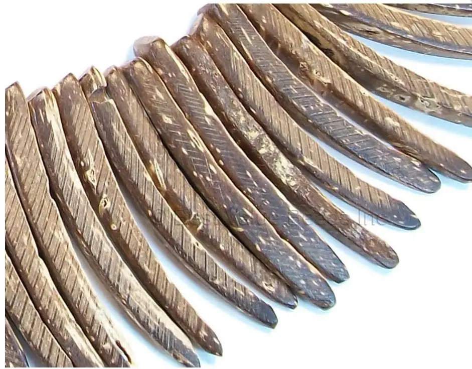 COCONUT BEADS Indian Stick, 25mm, Coco, Natural Brown
