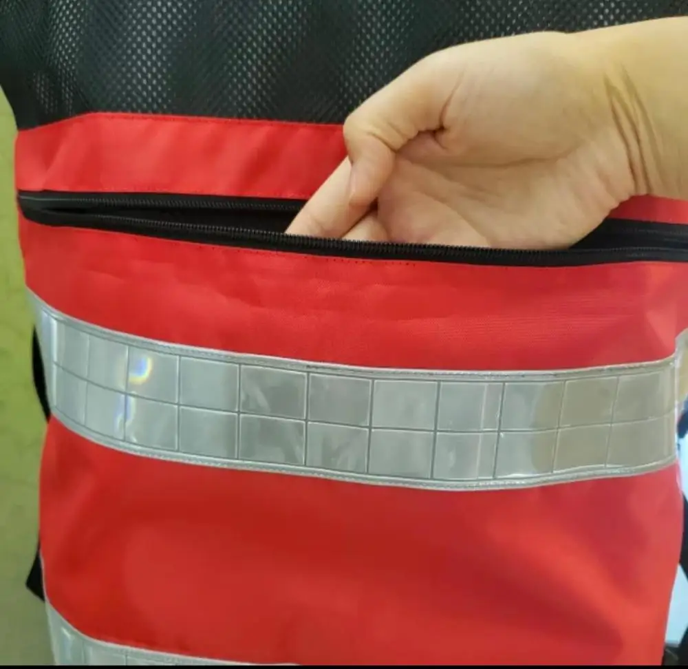 
Red First Aid EMS Response Hi Visibility Paramedic Ambulance Rescue Mesh Reflective Safety Vest 