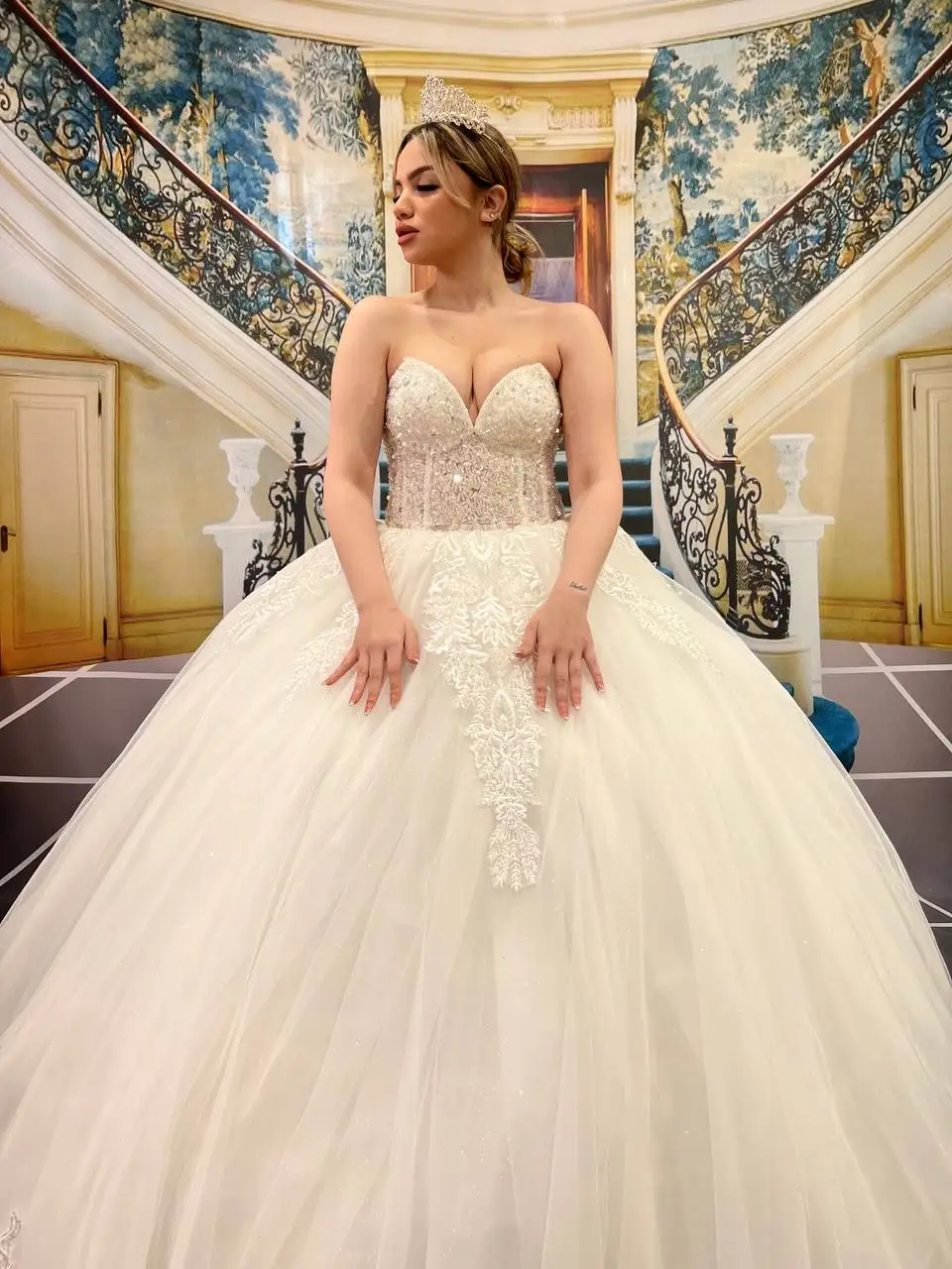 Turkish Woman Wedding Dress Bridal Gown Elegant Long Party Dress Evening Dress Chiffon Tulle Satin Luxury High Quality