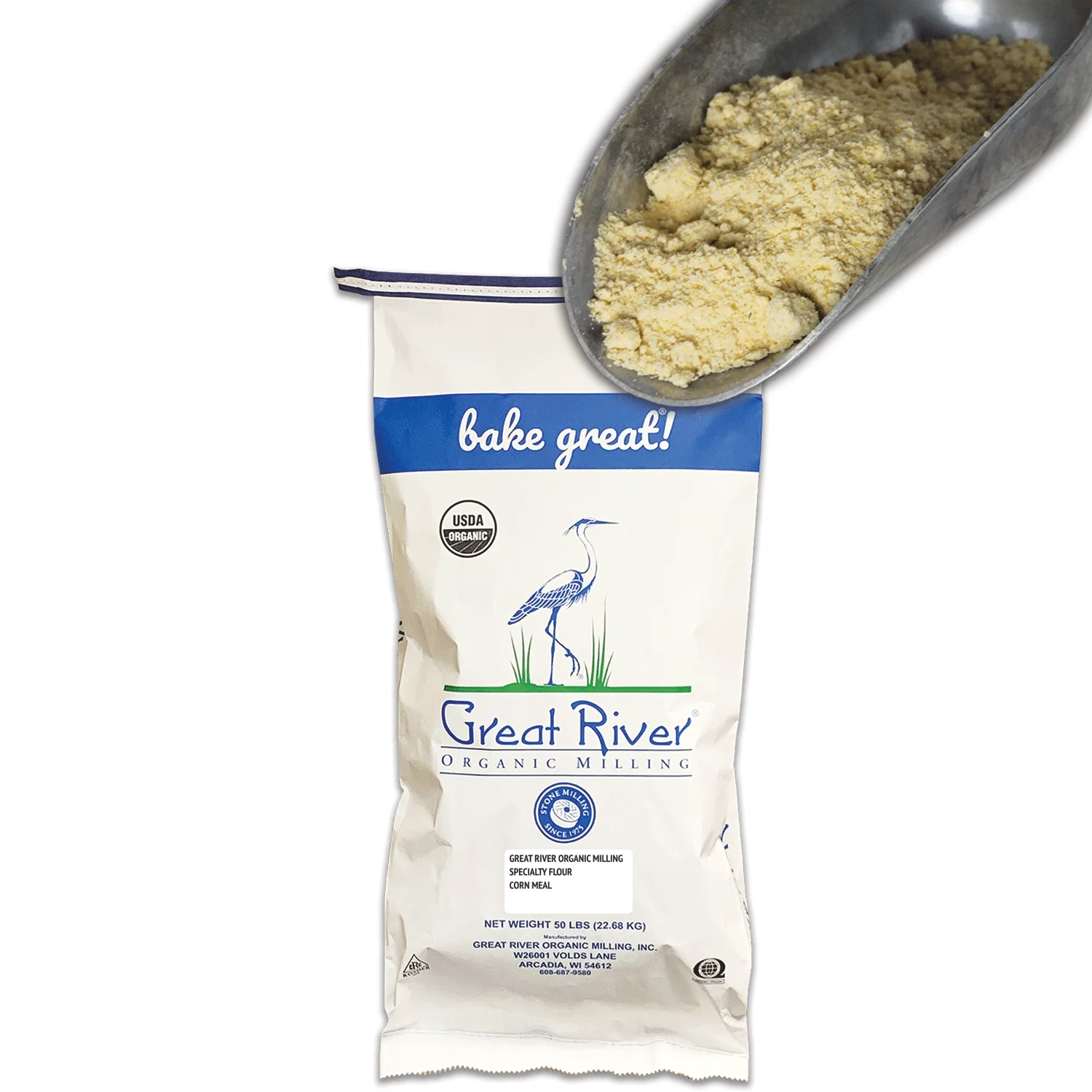 Great River Organic Milling Organic Specialty Cornmeal, 50 lb (Pack of 1) Cornmeal Bread, Flour