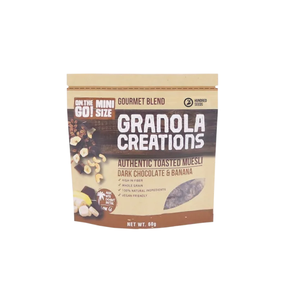 Vegan Friendly Grains Product Natural Breakfast Cereal Coconut/Grain/Nut/Oat 60g Dark Chocolate & Banana Granola Creations