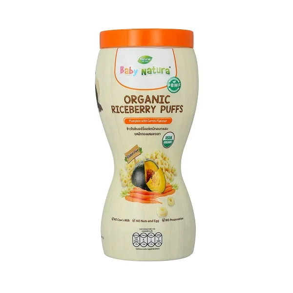 
Gluten Free Baby Natura Organic Riceberry Puffs with Pumpkin & Carrot Baby Healthy Biscuit 