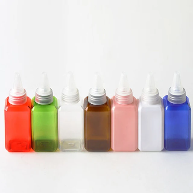 Hengjian 50ml white blue green pink amber red hair care packaging squeeze oil shampoo plastic bottle with twist cap